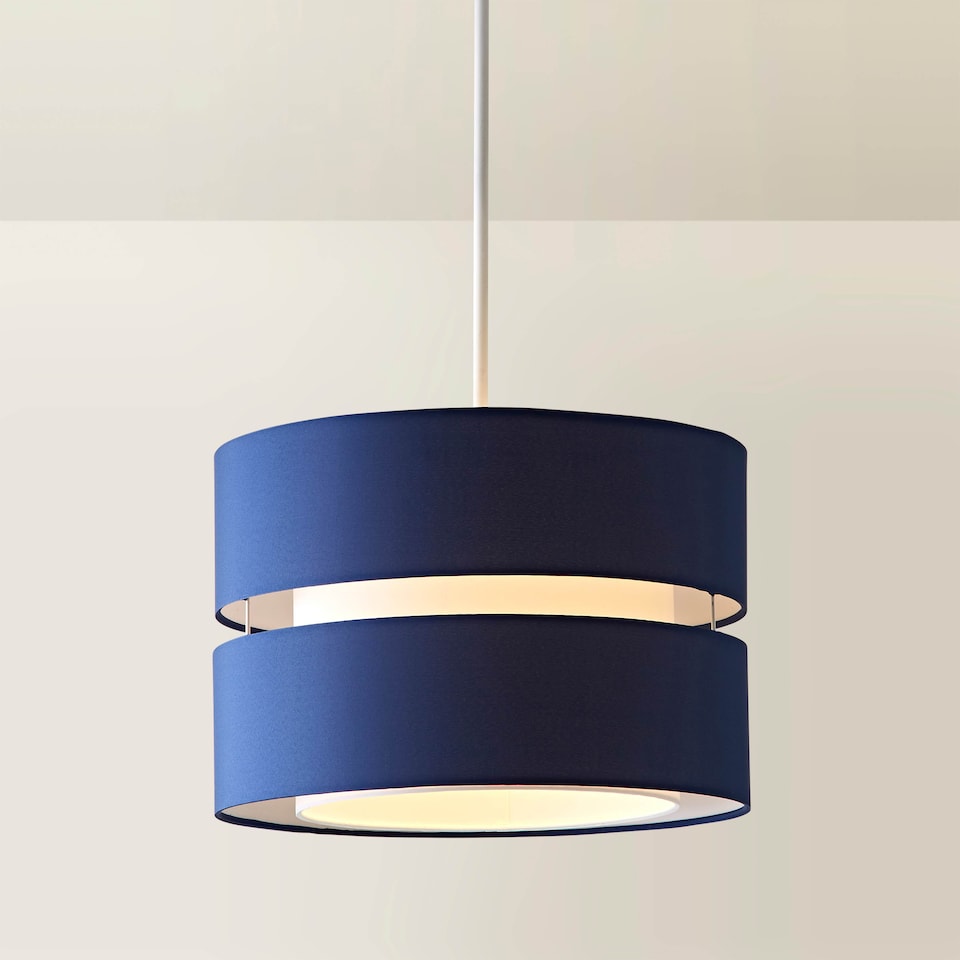 image 1 of ValueLights Sophia Large Navy 2 Tier Ceiling Light Shade and Bulb