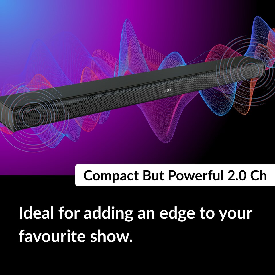 image 1 of HYE 2.0ch Soundbar 60W Bluetooth Wireless TV Soundbar - Black - 20SB4012