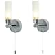 image 1 of First Choice Lighting Set of 2 Polished Chrome IP44 Bathroom Wall Light With Pull Cord Switch Chrome | White