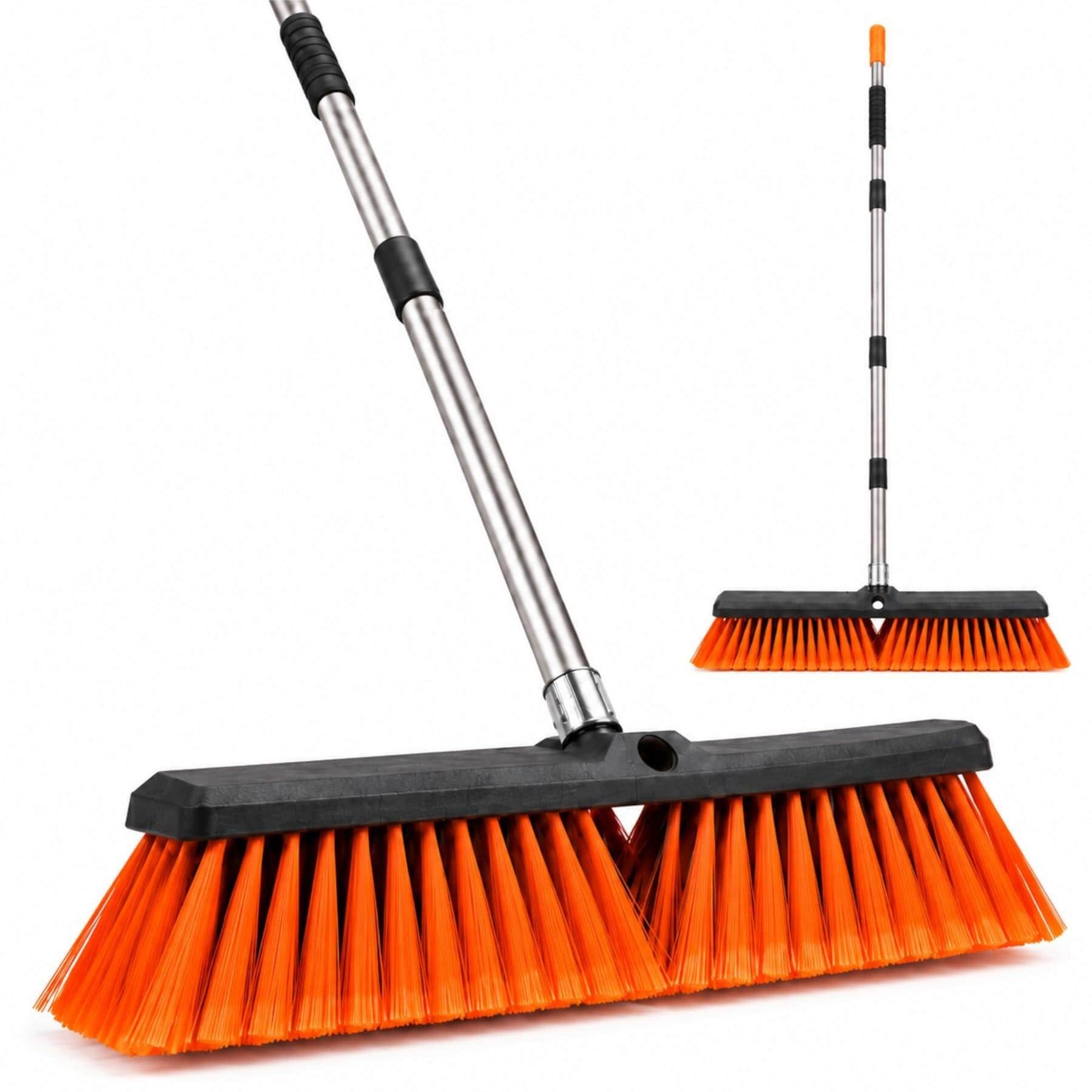 Harbour Housewares Adjustable Garden Broom - 45cm Wide Head with 1.6m Handle Stiff Synthetic Bristle Yard Driveway Cleaning Brush