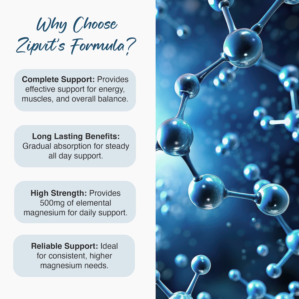 image 1 of Zipvit Magnesium 500mg, Energy, Muscle & Bone Support, 90 Vegan Tablets, 3-Month Supply
