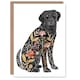 image 1 of Greeting Card Floral Pattern Black Labrador Dog Lover Design Birthday