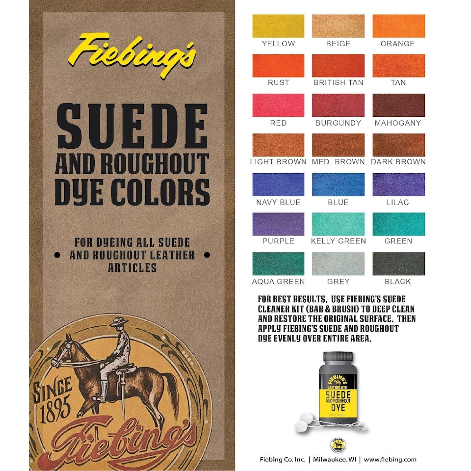 image 1 of Fiebing's Suede and Roughout Dye - Professional Suede Colour Dyes 4oz | Brown | Tan