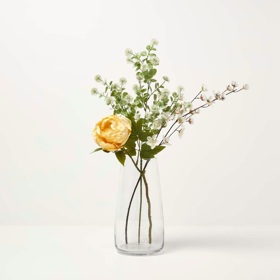 image 1 of Homescapes Artificial Stem of Dried Yellow Peony Flowers, 48 cm