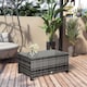 image 6 of Outsunny Garden Rattan Side Table,Wicker Coffee Desk, Glass Top, Mixed Grey