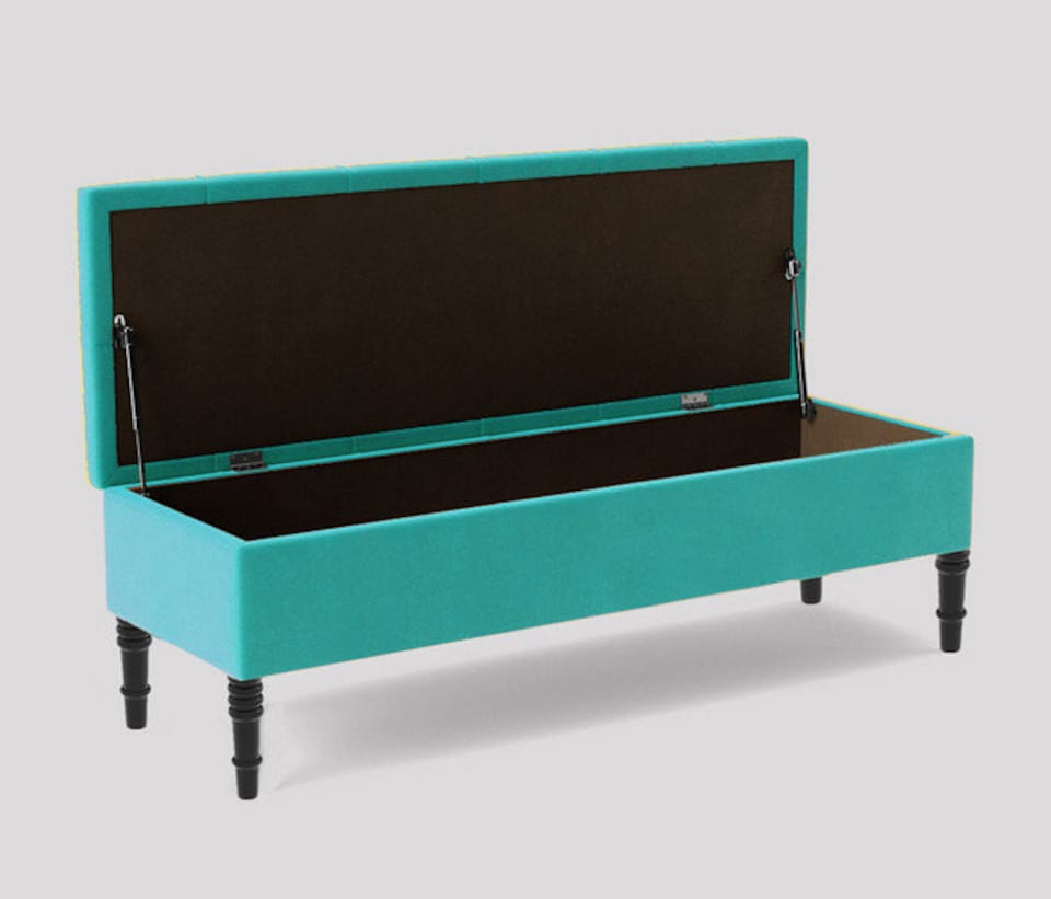 image 1 of Alyana 150cm Wide Tufted Rectangle Ottoman Storage Bench - Upholstery Velvet Shoe Bench with Turned Wooden Legs