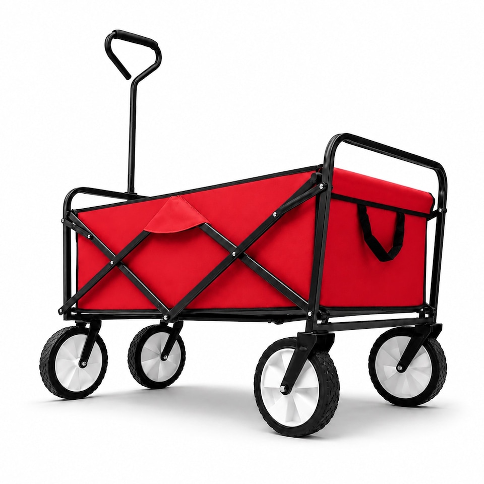 image 1 of Red Heavy Duty Foldable Garden Festival Trolley Cart Wagon Truck