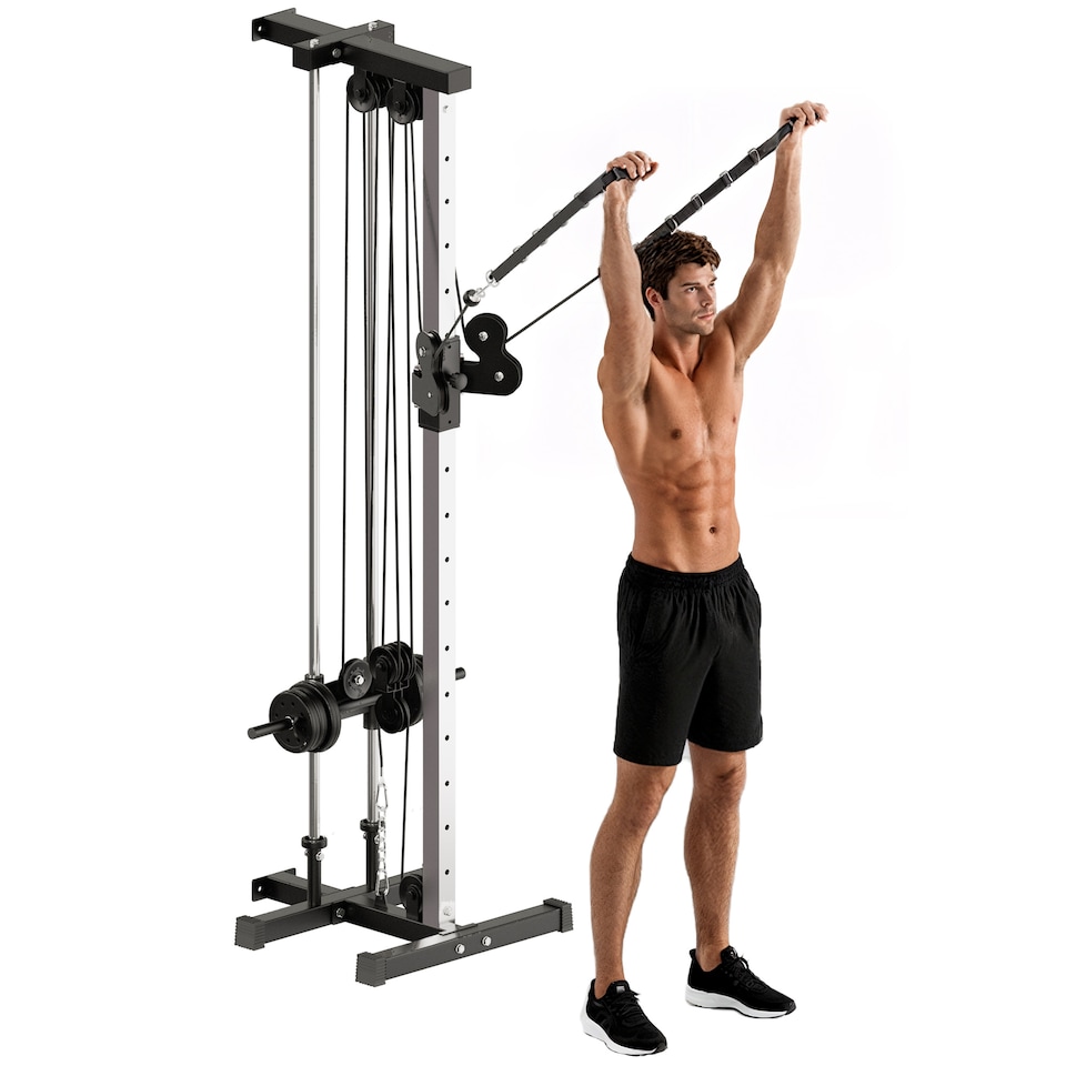 image 1 of SPORTNOW Wall Mount Cable Station with 15 Positions Adjustable Dual Pulleys