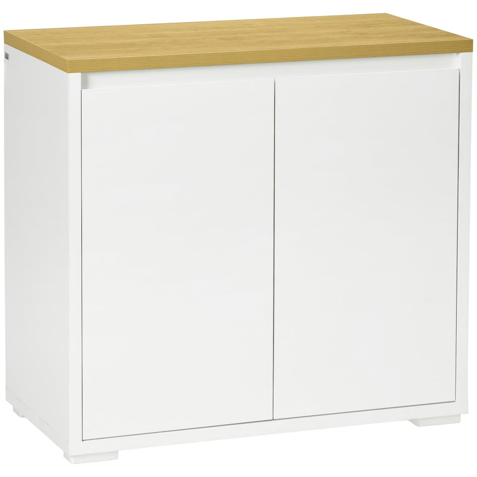 image 1 of HOMCOM Sideboard Living Room Cabinet with Double Door Cabinet Adjustable Shelf White | Natural