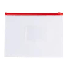 Pack of 12 A5 Clear Zippy Bags with Red Zip