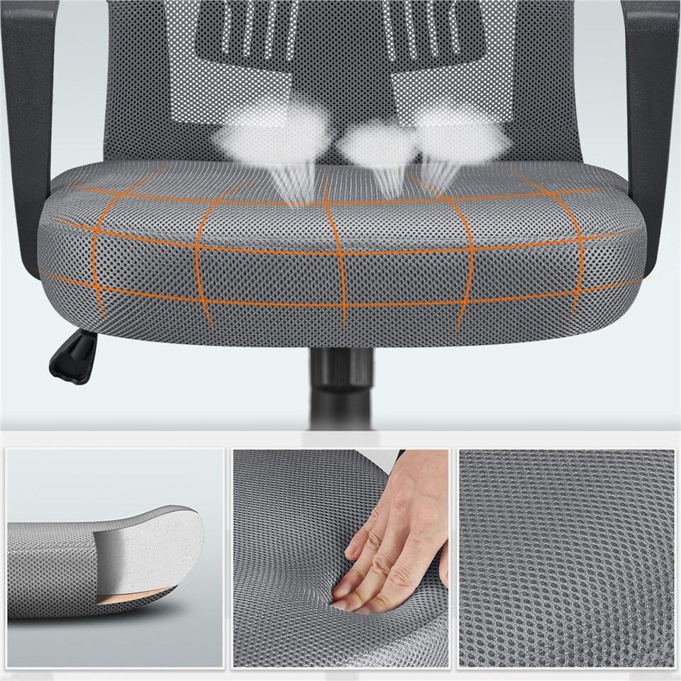 image 1 of Yaheetech Adjustable Computer Chair Study Chair with Mid Back Grey | Dark Grey