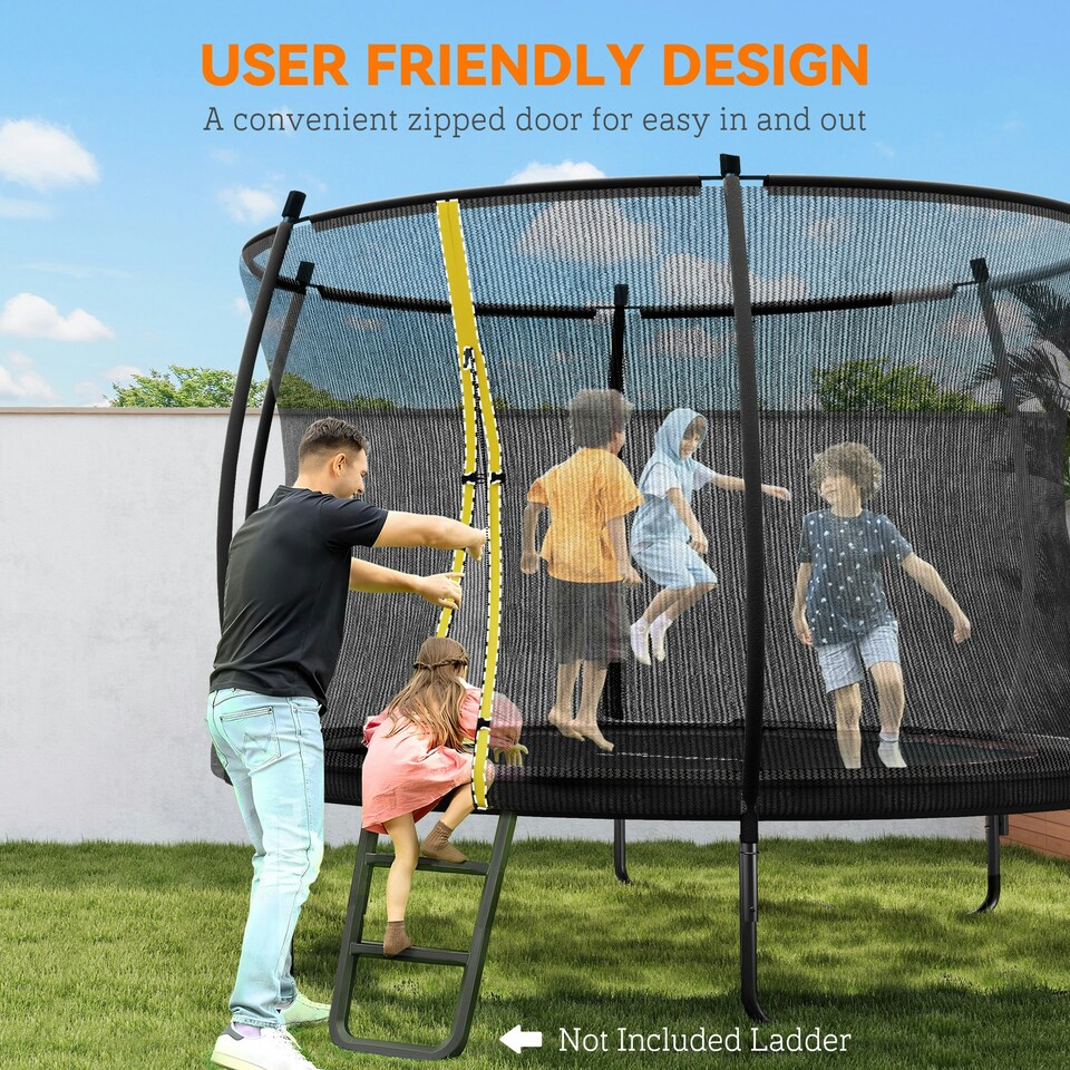 image 1 of SPORTNOW 10ft Trampoline with Enclosure Net and Spring Cover, Black