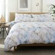 image 5 of Shell Mother of Pearl 100% Cotton Duvet Cover Set – Iridescent Shell Design with Piped Edges White | King