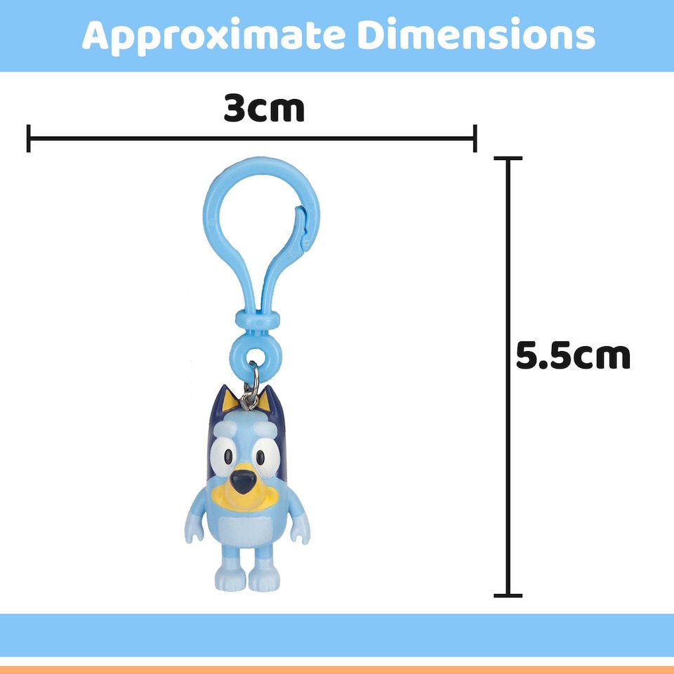 image 1 of PMS Bluey Bag Clip Plush 5.5cm x 3cm - Soft Blue Keychain Accessory