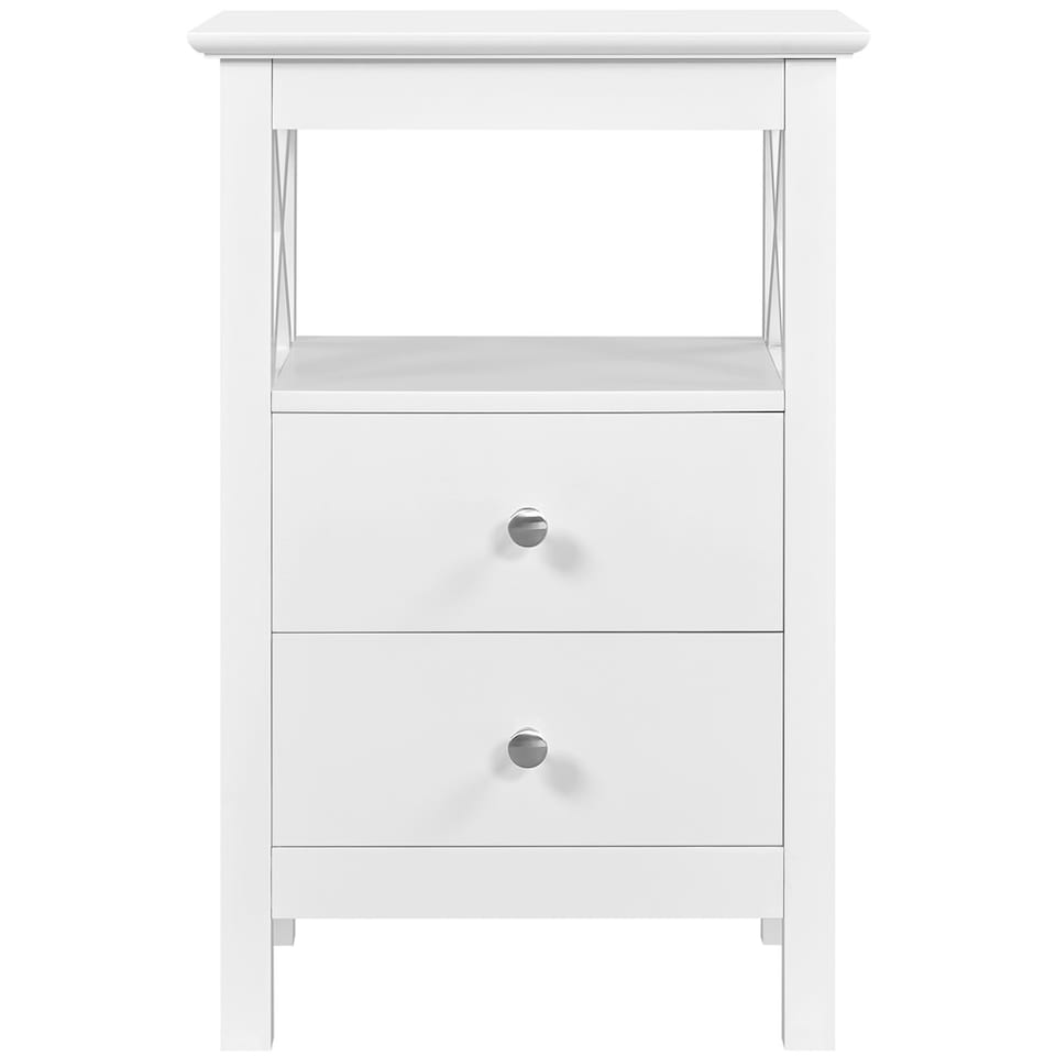 image 1 of Yaheetech Farmhouse Bedside Table with 2 Drawer 1 Shelf