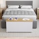 image 9 of Vida Designs Arlington Storage Ottoman Bedroom Hallway Chest Bench, White & Oak | White | White