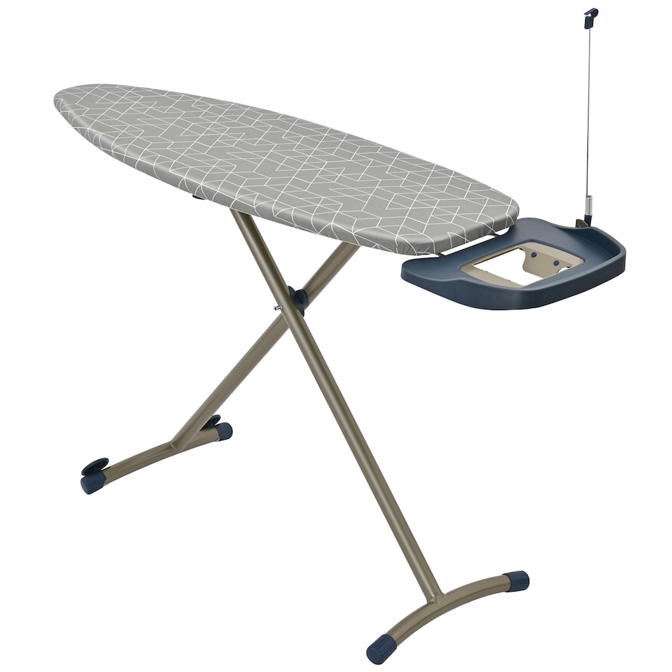 image 1 of Ironing Board with Steam Generator Iron Tray Retractable Iron Rest & Cable Holder Extra Thick Padded Reversible Cover