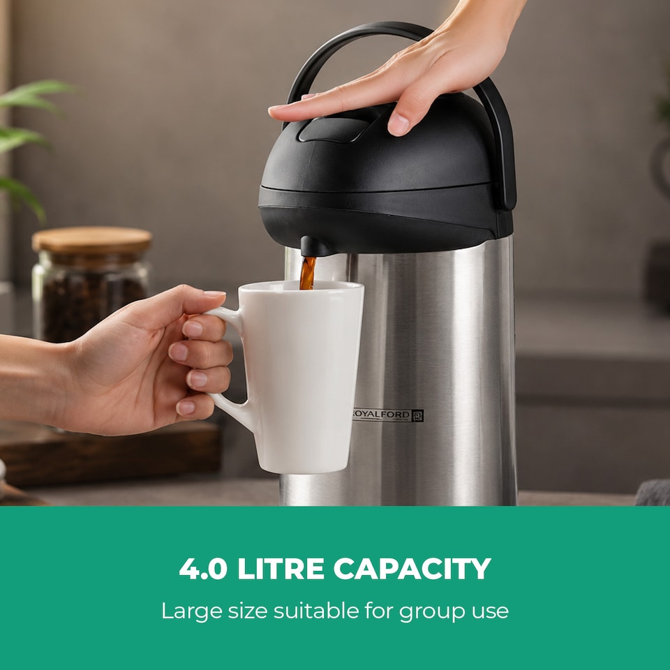 image 1 of Royalford 4L Insulated Vacuum Thermal Flask Jug