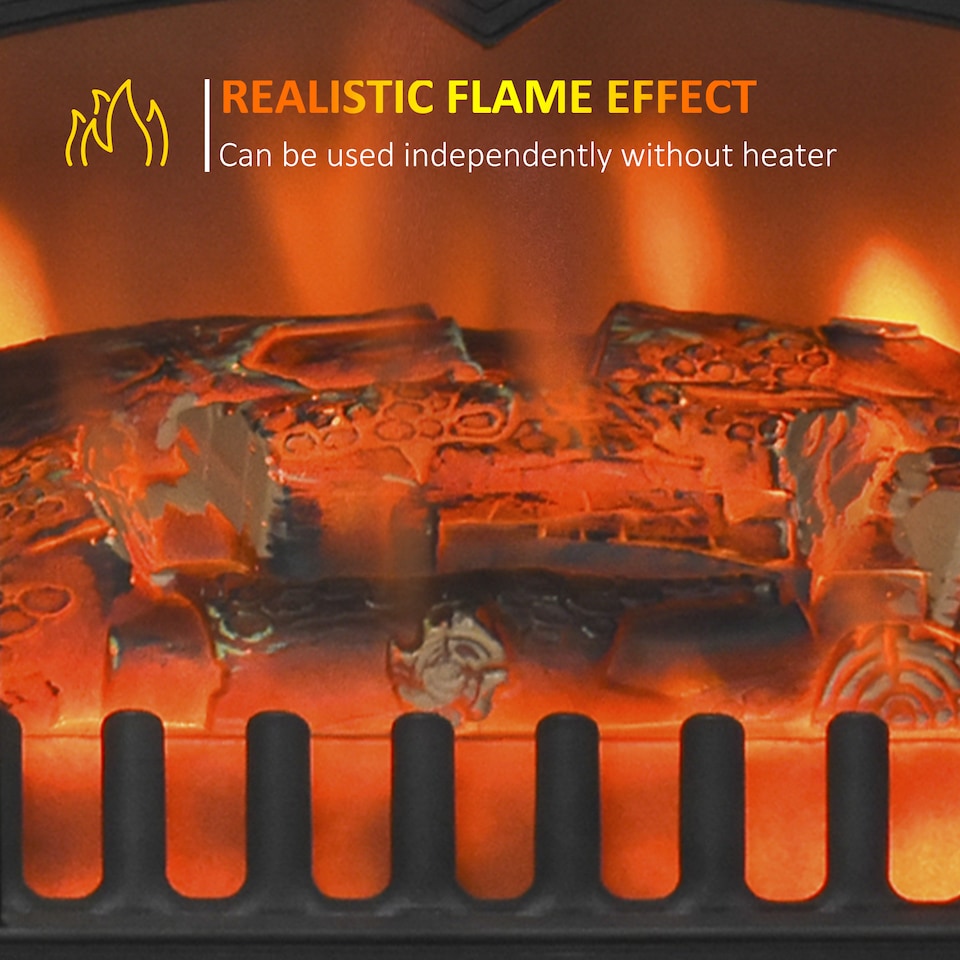 image 1 of HOMCOM Freestanding Electric Fireplace Indoor Heater Glass View Log Wood Burning Effect Flame Portable Fireplace Stove 9501850W Black