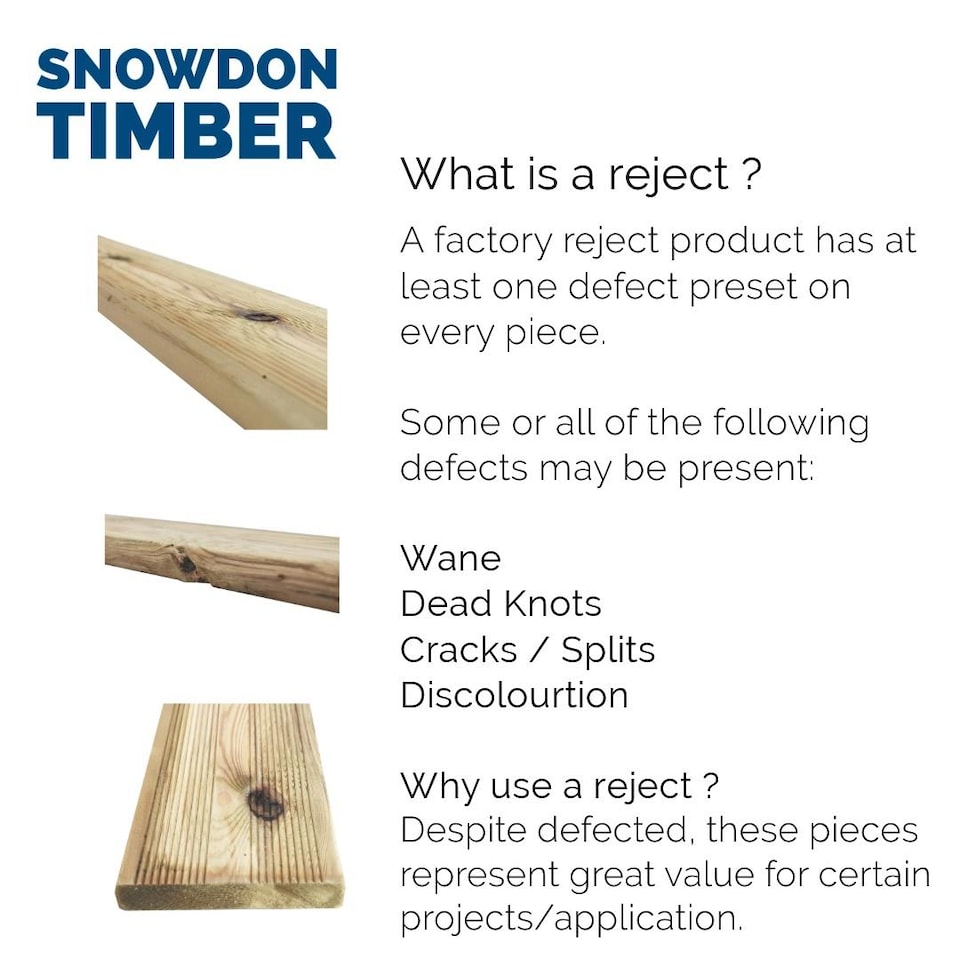 image 1 of Snowdon Timber Treated Reject Extra-Wide Decking Board (T) 27mm (W) 145mm (L) 2.4m - Pack of 8