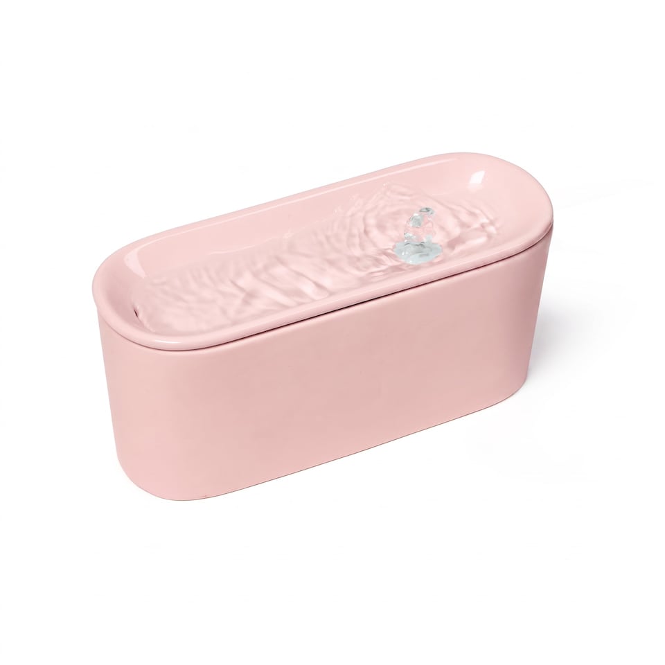 image 1 of Cat Mate Ceramic Pet Water Fountain 800ml Pink
