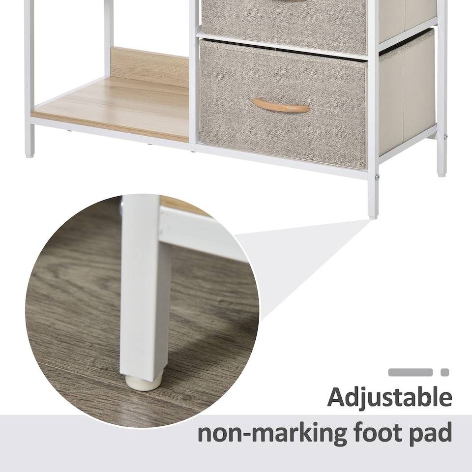 image 1 of HOMCOM Chest of Drawers Storage Dresser Cabinet Organizer with 3 Fabric Drawers and 2 Display Shelves for Living Room, Bedroom, Hallway, Beige