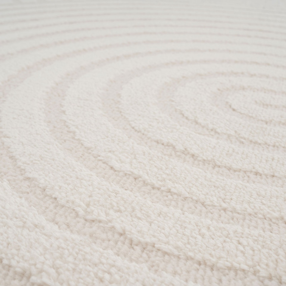 image 1 of KUKOON Retro Grooves Plush Pile Cream Beige Living Room Area Rug 200cm x 290cm