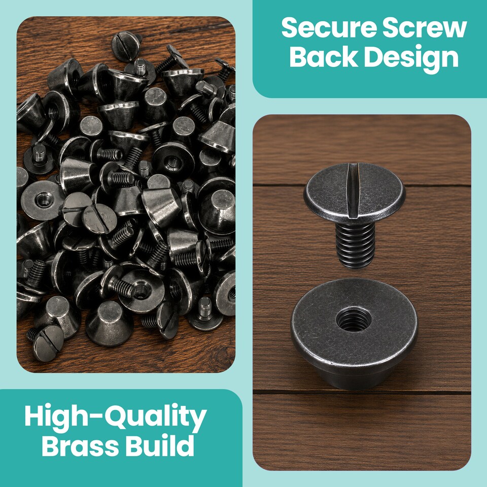 image 1 of 10mm x 6mm Mushroom Flat Head Studs Rivets for Leathercraft - 50pcs