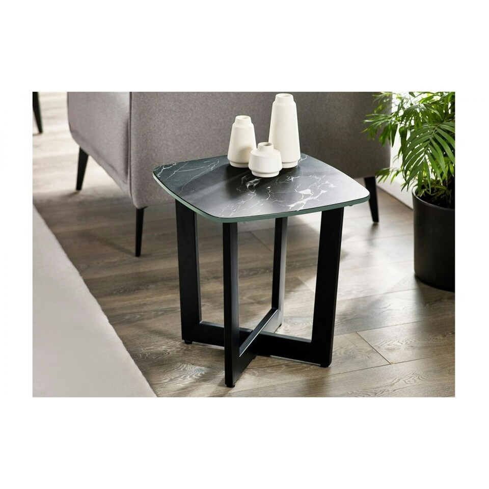 image 1 of Stylish Black Marble Lamp Table | Black | Black