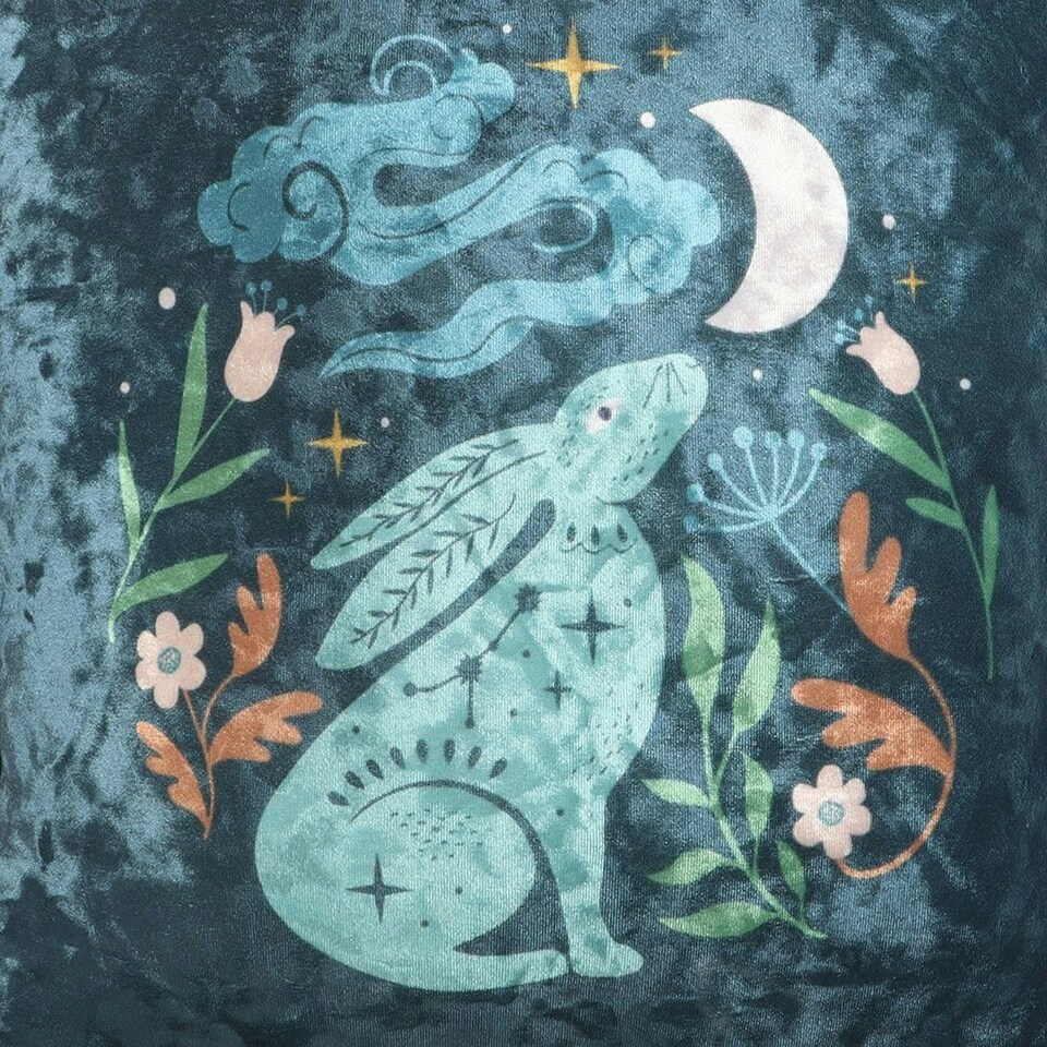 image 1 of Something Different Midnight Hare Square Cushion - Blue - One Size Blue