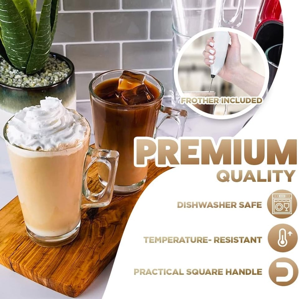 image 1 of Marco Paul Pack of 6 Latte Glass Set with Included Stirrer Clear