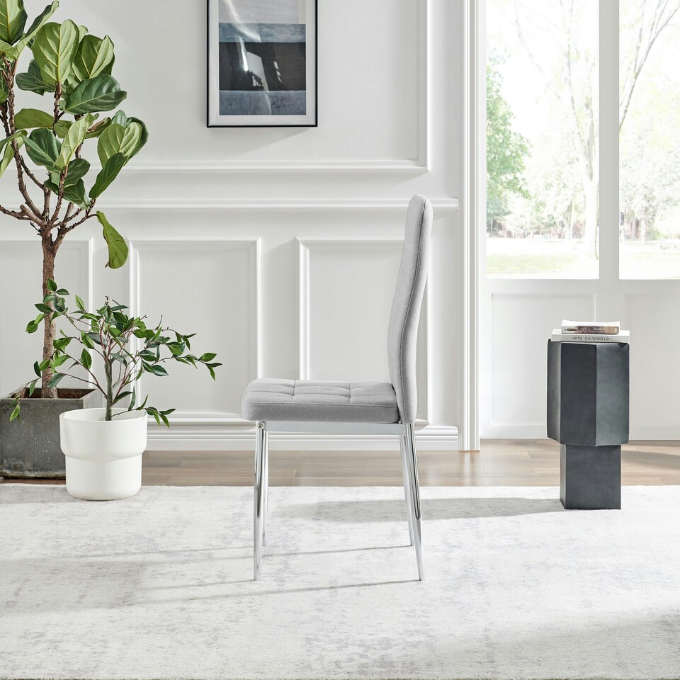 image 1 of Furniturebox Paloma 2x Grey Fabric Silver Legs Dining Chair