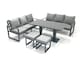 image 2 of Fimous 8 Seater Aluminium Outdoor Garden Furniture Set with Adjustable Rising Lifting Dining Table 3 Seater Sofa 2 Small Footstool Dark Grey