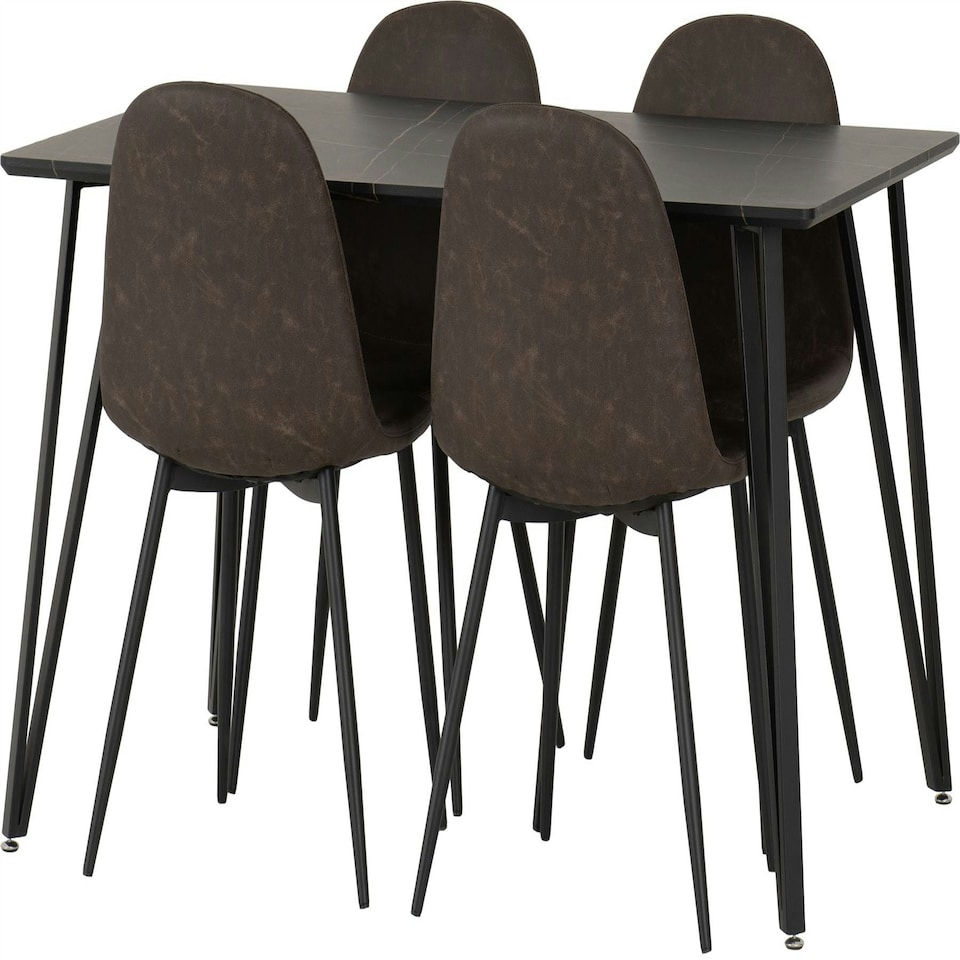image 1 of Marlow Dining Set with Athens Chairs White | White Marble/Grey Faux Leather