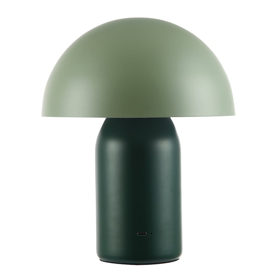 image 1 of Modern Rechargeable Mushroom Table Lamp in Forest and Olive Green - Touch Dimmer | Green