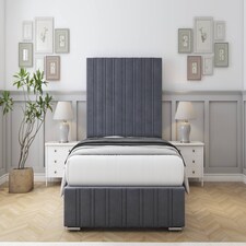 Sloomy Langston Steel Plush Bed Frame With Mattress With 50" Upholstered Headboard 2'6 Small Single