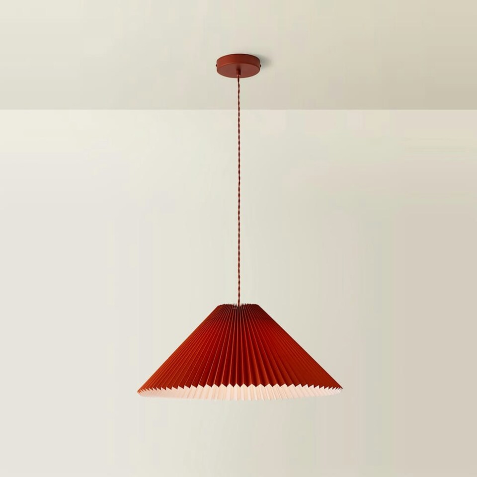 image 1 of ValueLights Akira Burnt Orange Paper Pleated Single Drop Ceiling Pendant Light with LED Bulb
