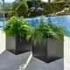 image 5 of Primrose Zinc Galvanised Outdoor Black Cube Ornamental Planter Extra Large 50cm
