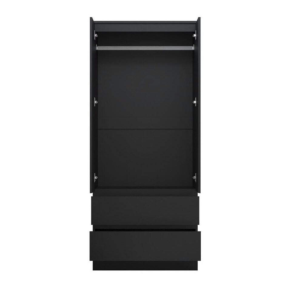 image 1 of FWStyle Stora 2 Door 2 Drawer Combination Wardrobe - Matt Black Black
