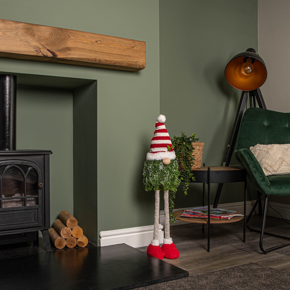 image 1 of 76cm Red and White Christmas Tree Standing Gonk with Striped Hat and Extendable Legs