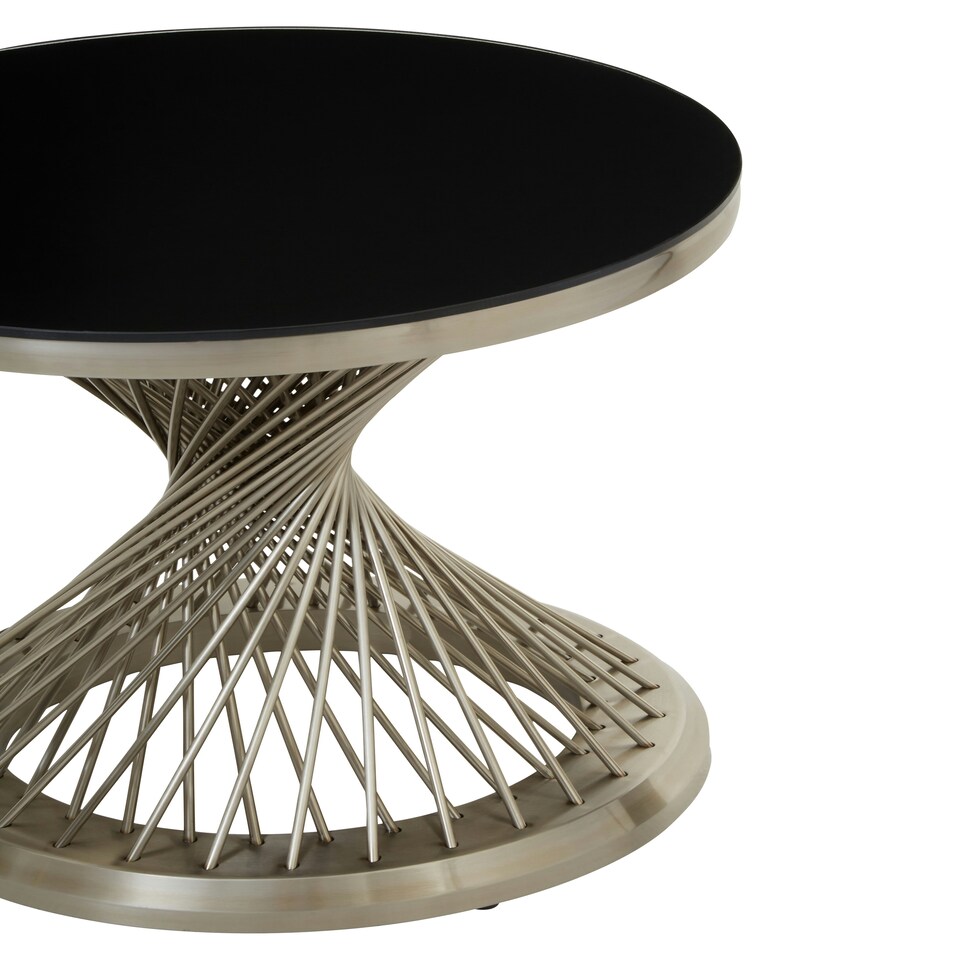 image 1 of Interiors by Premier Hourglass Side Table with Silver Base Black