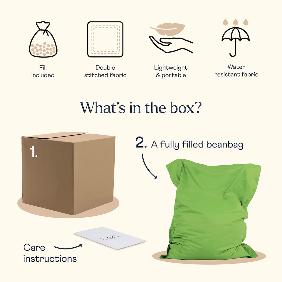 image 1 of icon Giant Indoor Outdoor Bean Bag Floor Cushion Lime