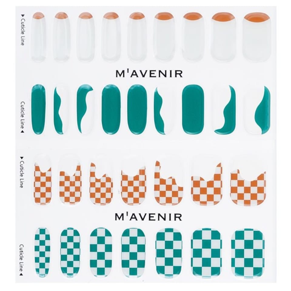 image 1 of Nail Sticker (patterned) - # Wave Checkerboard Nail - 32pcs Multi