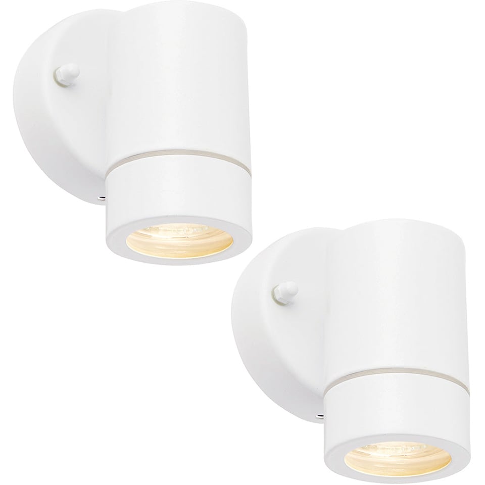 image 1 of 2 PACK Dimmable Outdoor IP44 Downlight - 7W GU10 LED - Gloss White & Glass