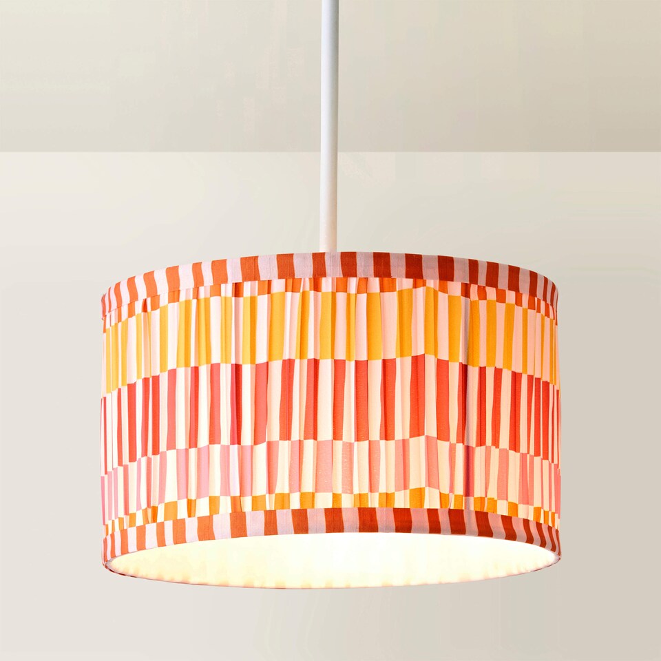 image 1 of ValueLights Rae Small Stripe Multicolour Pleated Shade