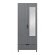 image 2 of Madrid 2 Door 1 Drawer Mirrored Wardrobe - L52 x W81 x H196 cm - Grey/White Gloss Grey