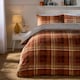 image 1 of OHS Autumnal Check Print Soft Cosy Warm Plush Fleece Duvet Cover and Pillowcase Bedding Set Orange | Rust | Double
