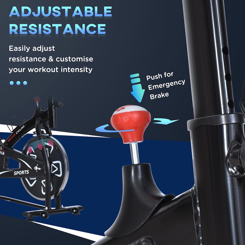 image 1 of 6kg Flywheel HOMCOM Indoor Stationary Exercise Bike LCD Monitor