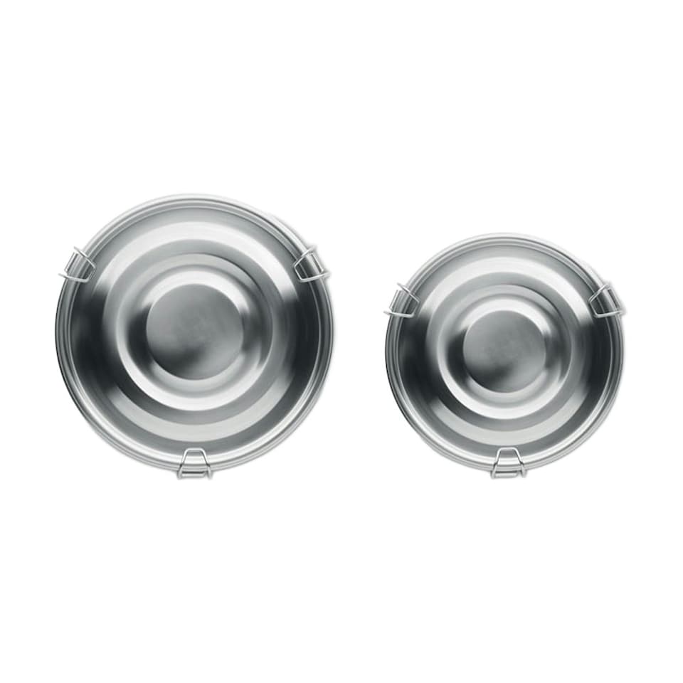 image 1 of MidOcean Elles Stainless Steel Lunch Box (Pack of 2) - Matt Silver - One Size