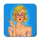image 1 of Pop art illustration woman paints her lips (Coaster)